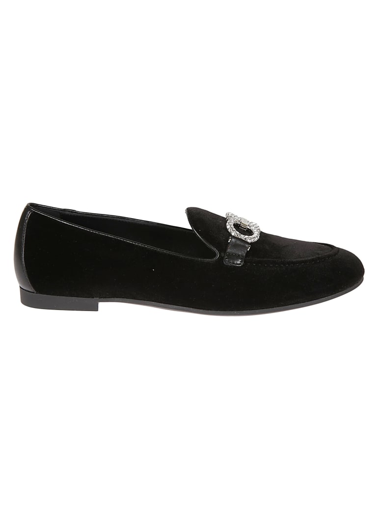 Salvatore Ferragamo Embellished Logo Loafers - Black