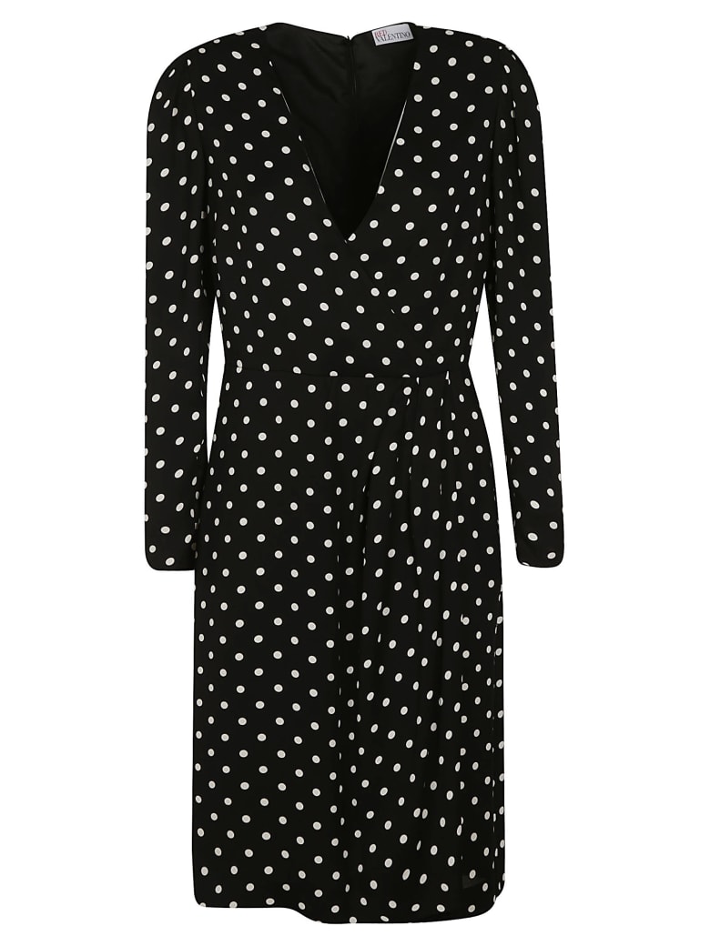 RED Valentino Polka-dot V-neck Dress - Black