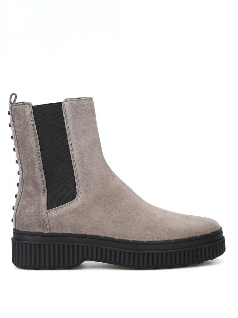 Suede Ankle Boots With Pebbles - Grey 