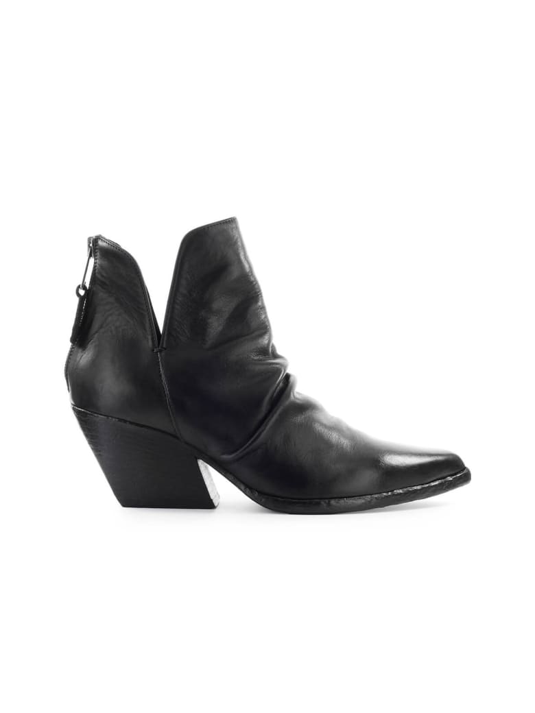 Elena Iachi Black Leather Texan Ankle Boot - Nero