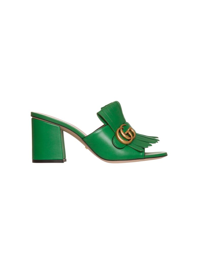 Gucci Gucci Leather Mid-heel Slide With 