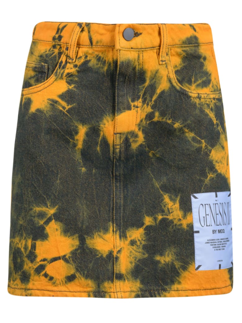 McQ Alexander McQueen Denim Skirt - Black/Orange