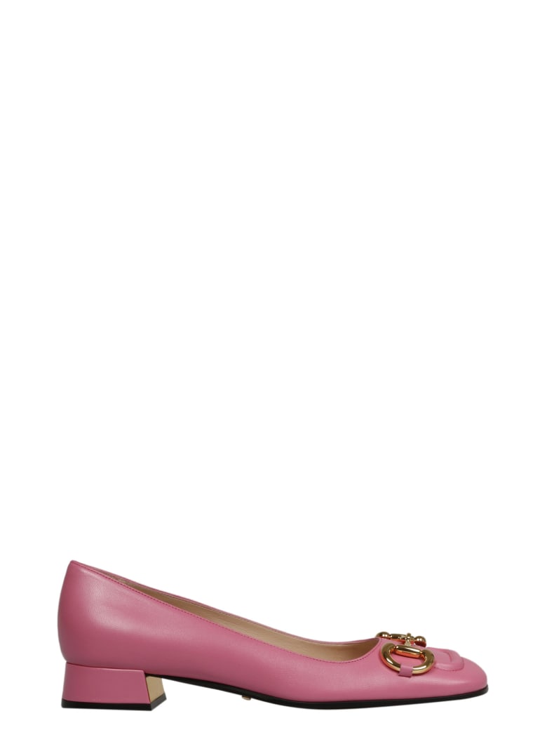 Gucci Clamp Leather Ballerinas - Pink & Purple