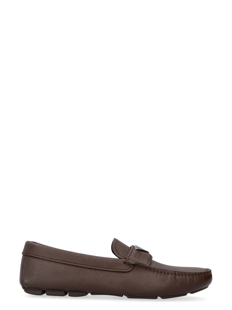 Prada Saffiano Leather Loafers - brown