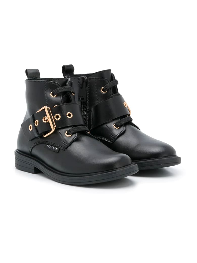 Young Versace Black Boots Kids - Nero/oro