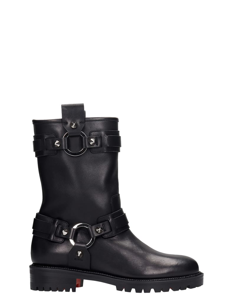Christian Louboutin Bikita Lug Combat Boots In Black Leather - black