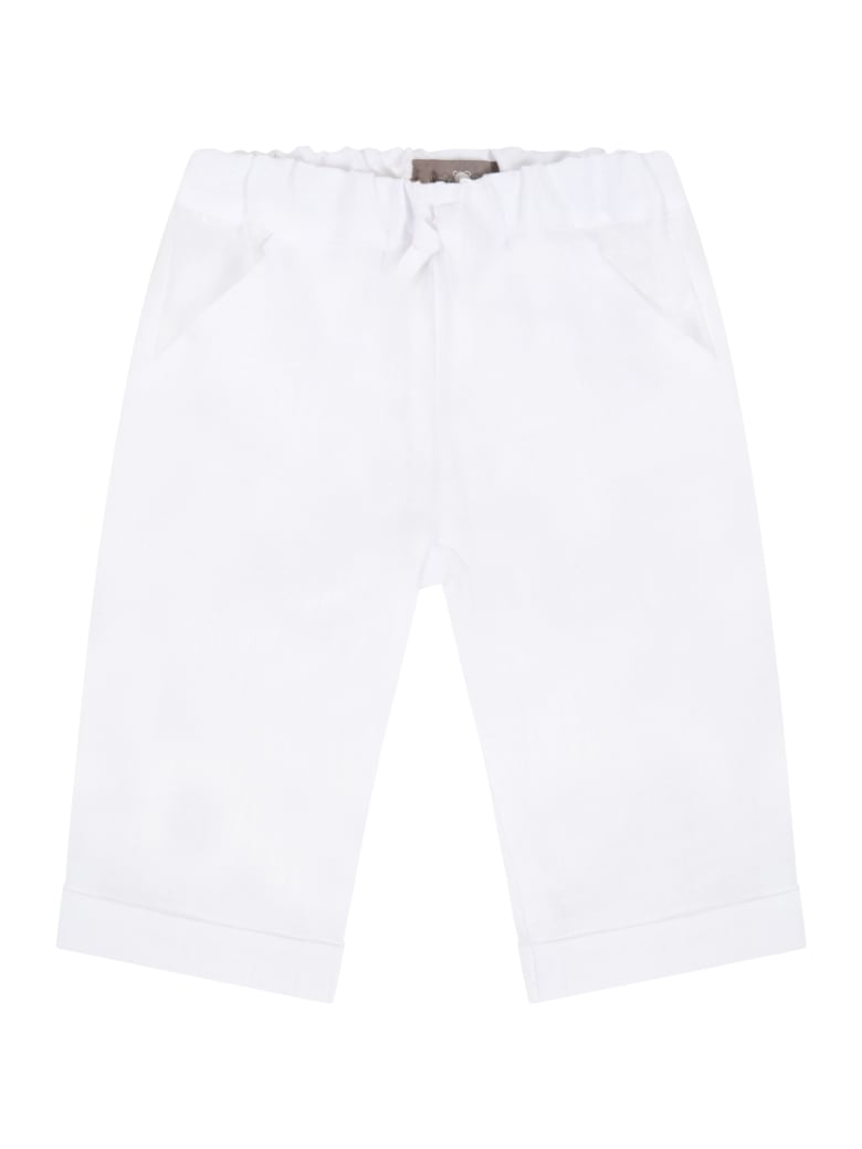 Little Bear White Trousers For Babykids - White