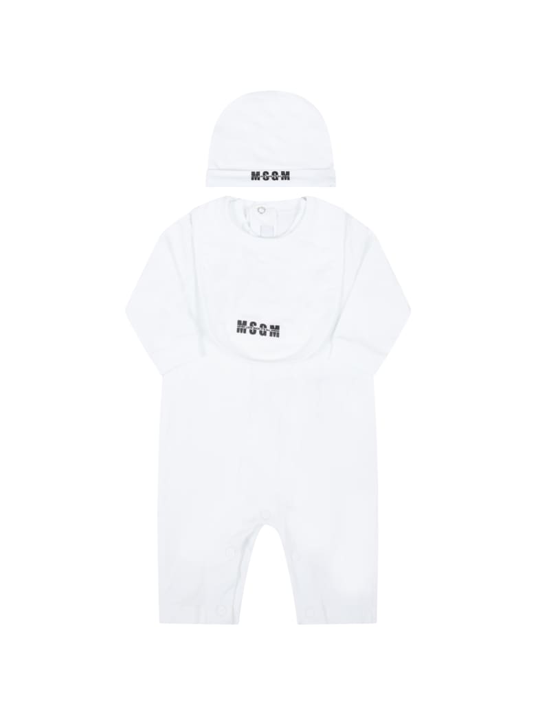 MSGM White Set For Babykids With Logo - Bianco