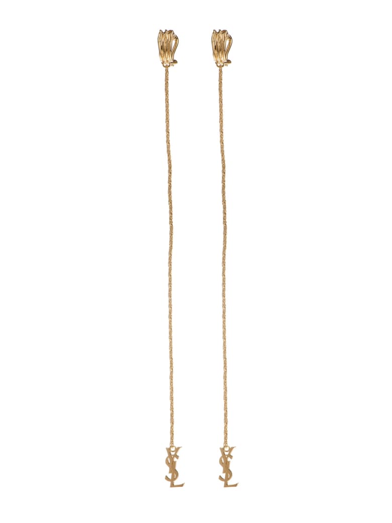 Saint Laurent Gold Opyum Monogram Earrings - Oro