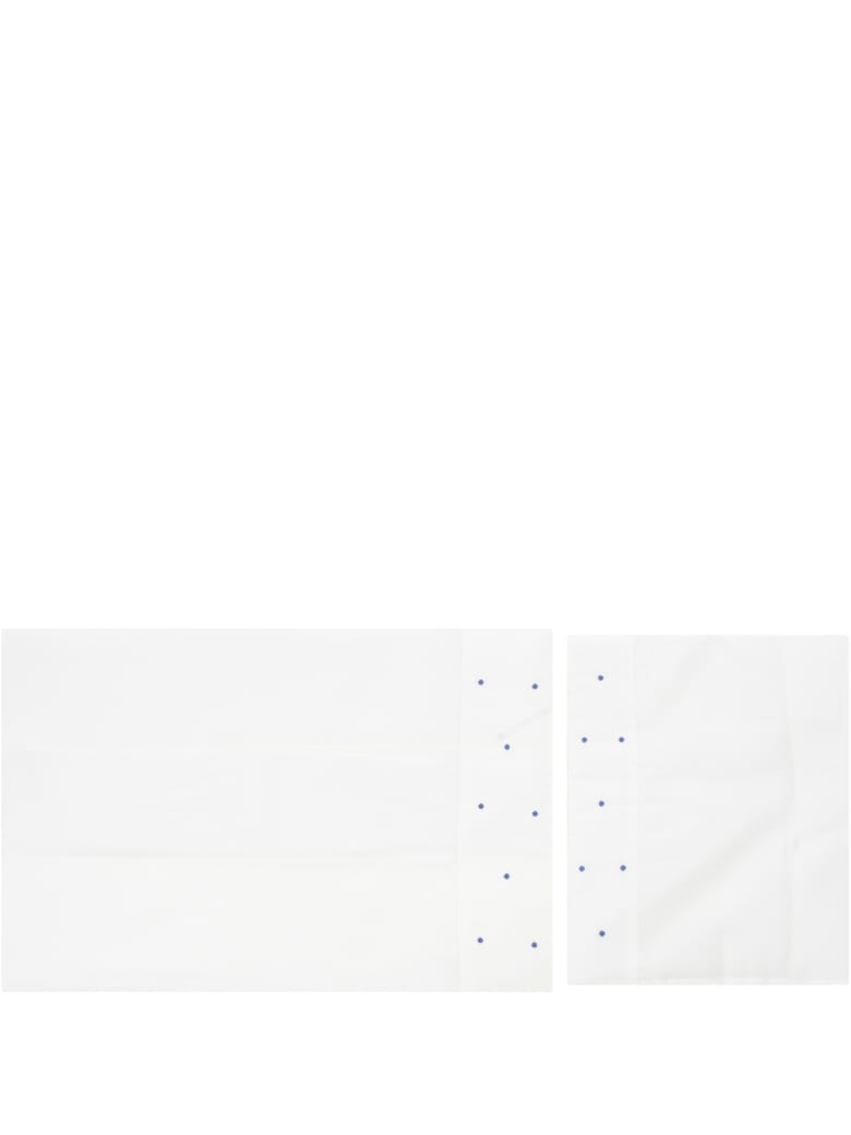 Little Bear White Set For Babyboy With Blue Polka-dots - White