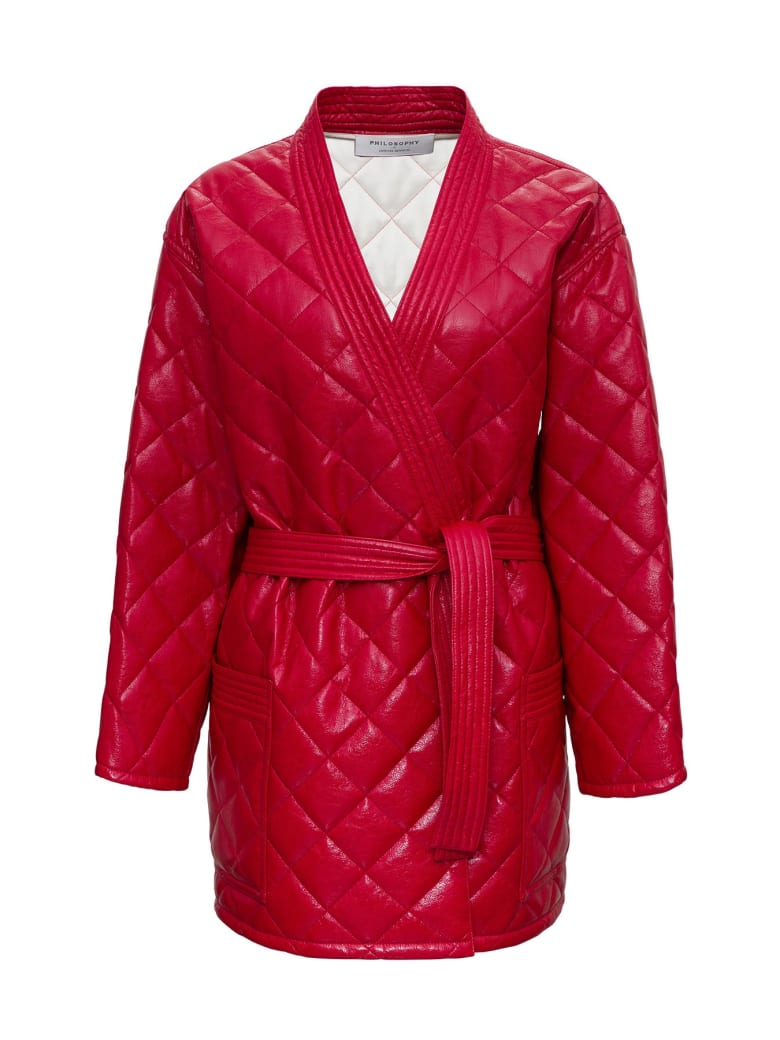 Philosophy di Lorenzo Serafini Quilted Leatheret Jacket - Red
