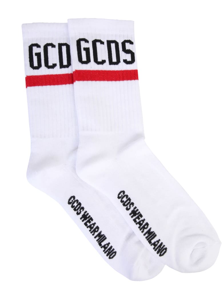 GCDS Socks With Logo - BIANCO