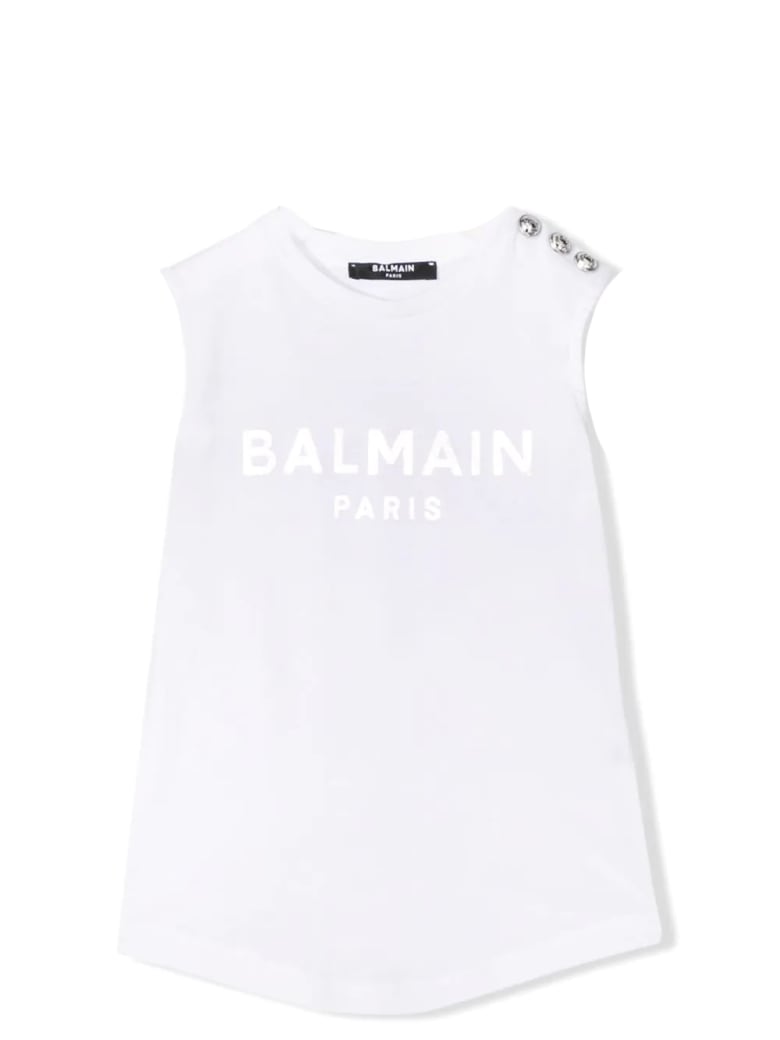Balmain Tank Top With Buttons - White
