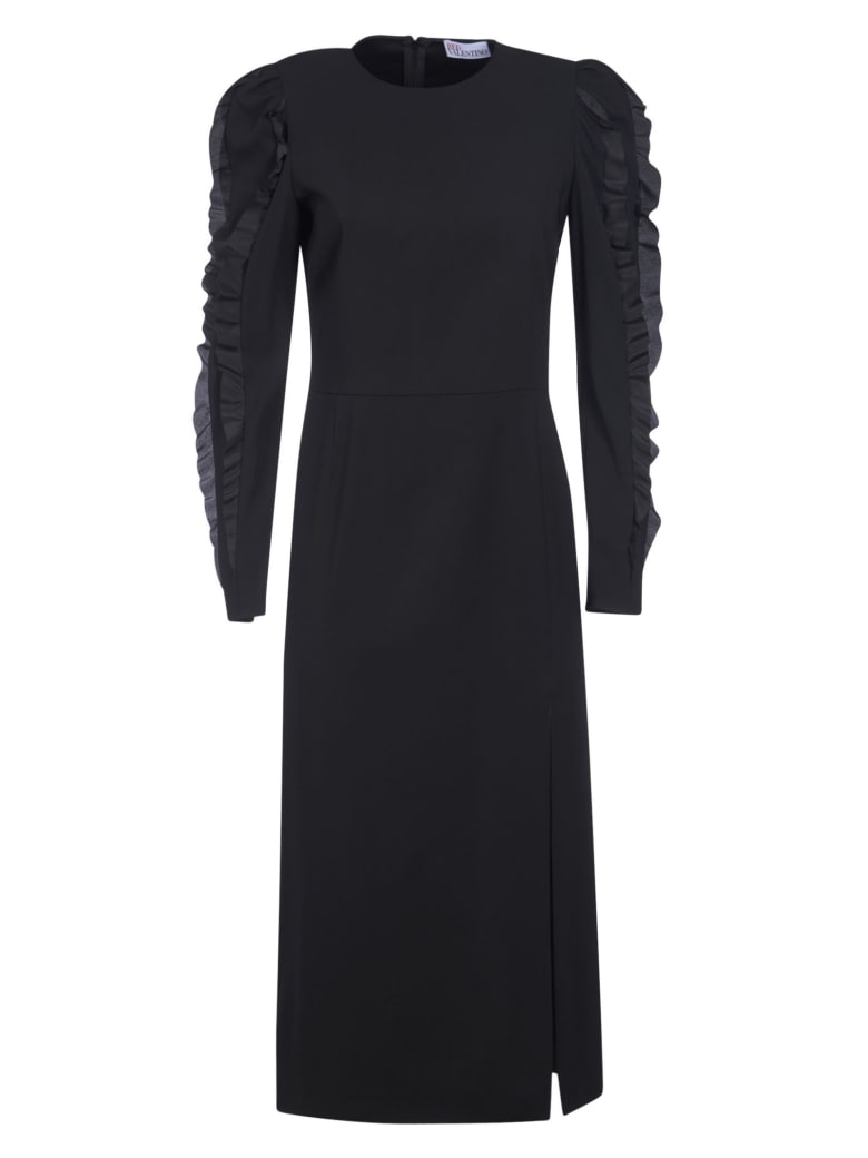 RED Valentino Ruffled Sleeves Long Dress - Black