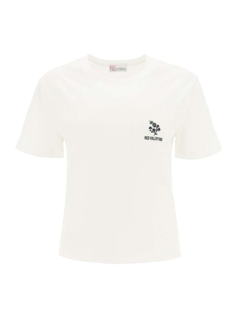 RED Valentino T-shirt With Clover Embroidery - WHITE