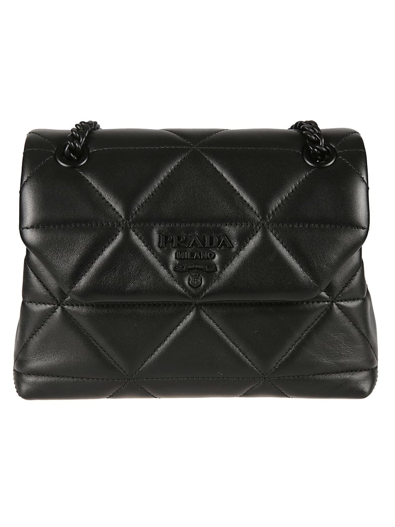 prada logo quilted shoulder bag
