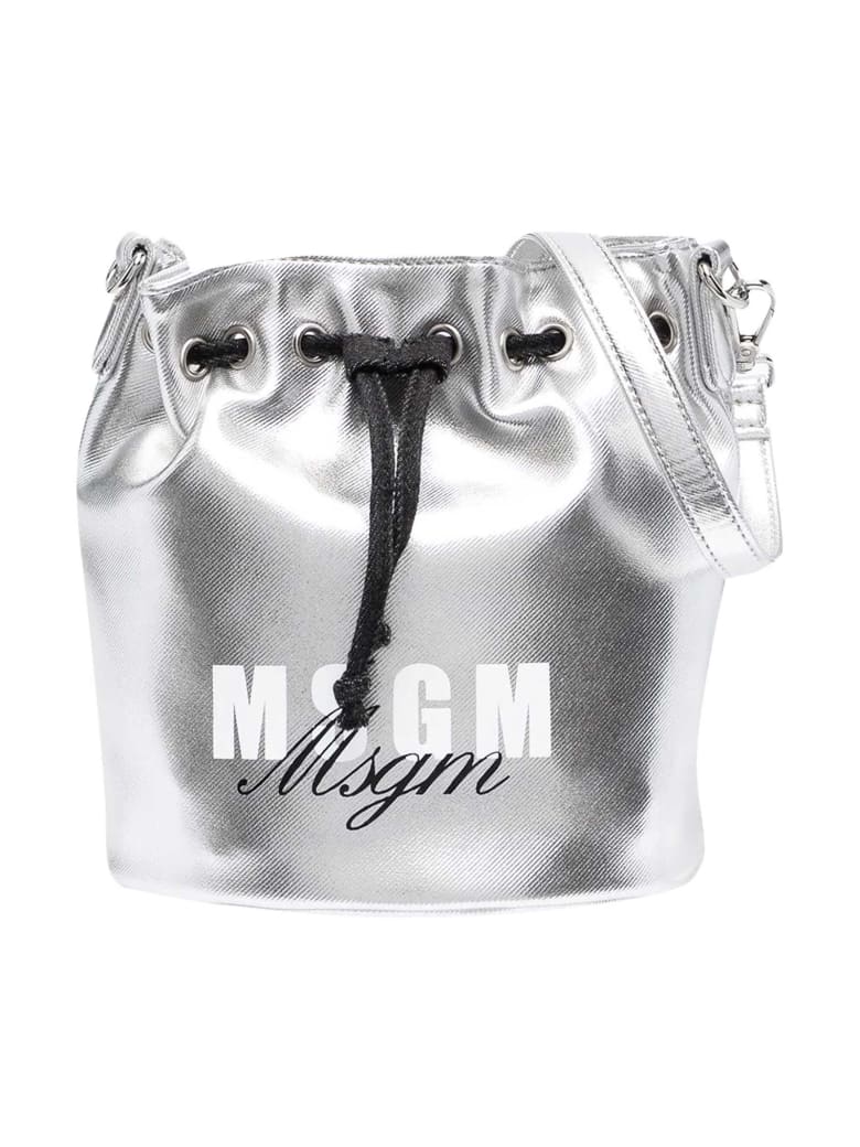 MSGM Silver Bag With Logo - Argento