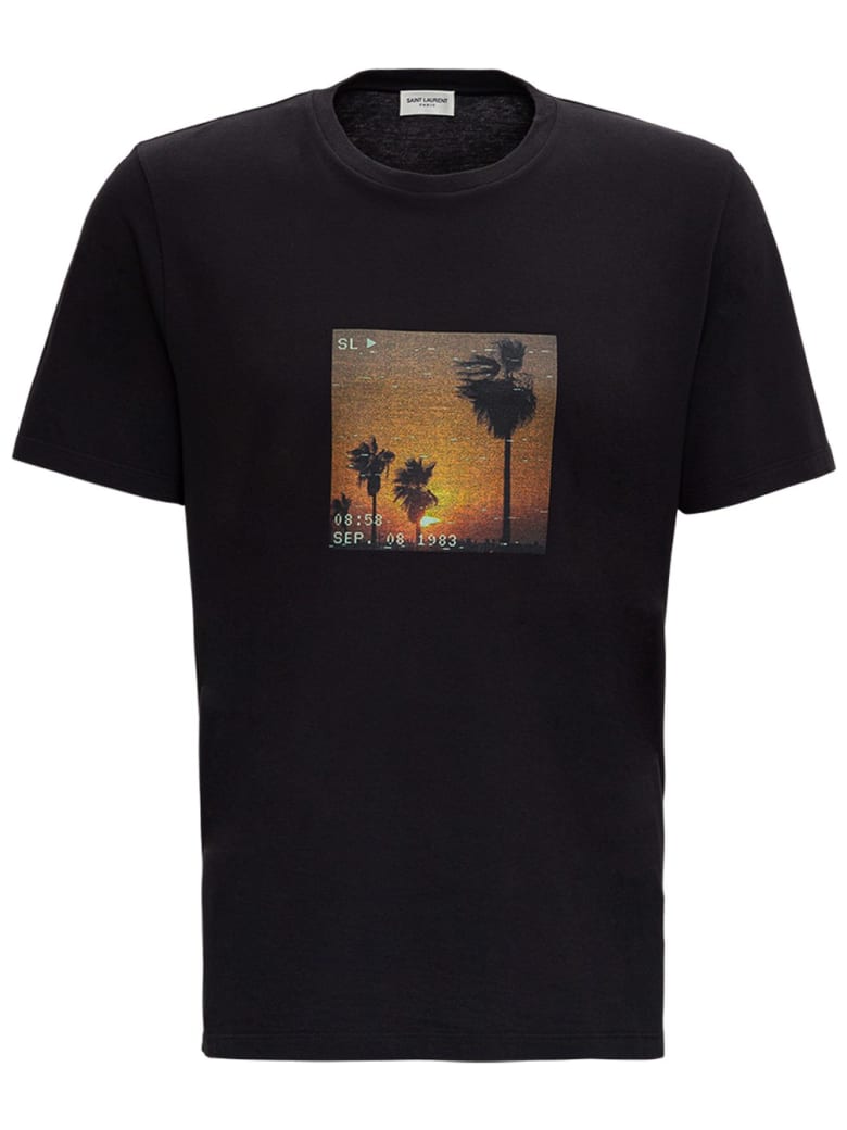 Saint Laurent T-shirt In Jersey With Sunset Print - Nero