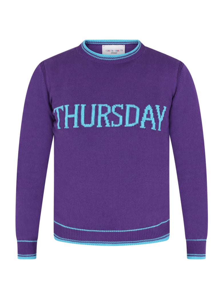 blue and purple sweater