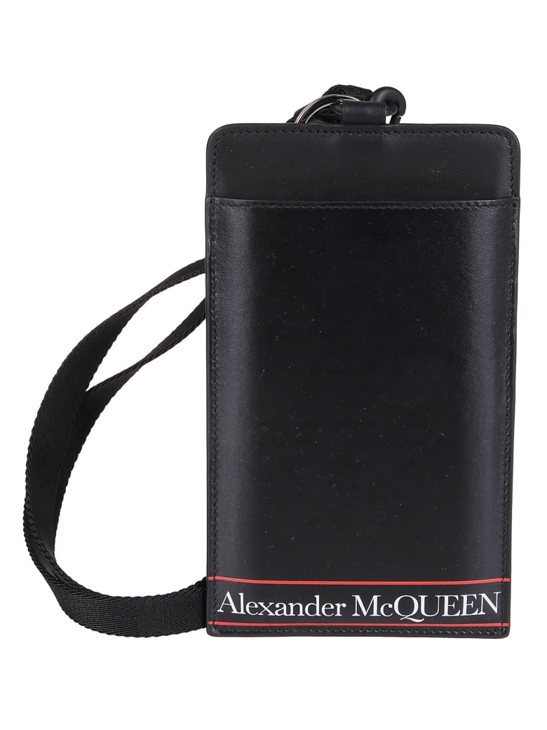 Alexander McQueen Black Leather Phone Case - Black
