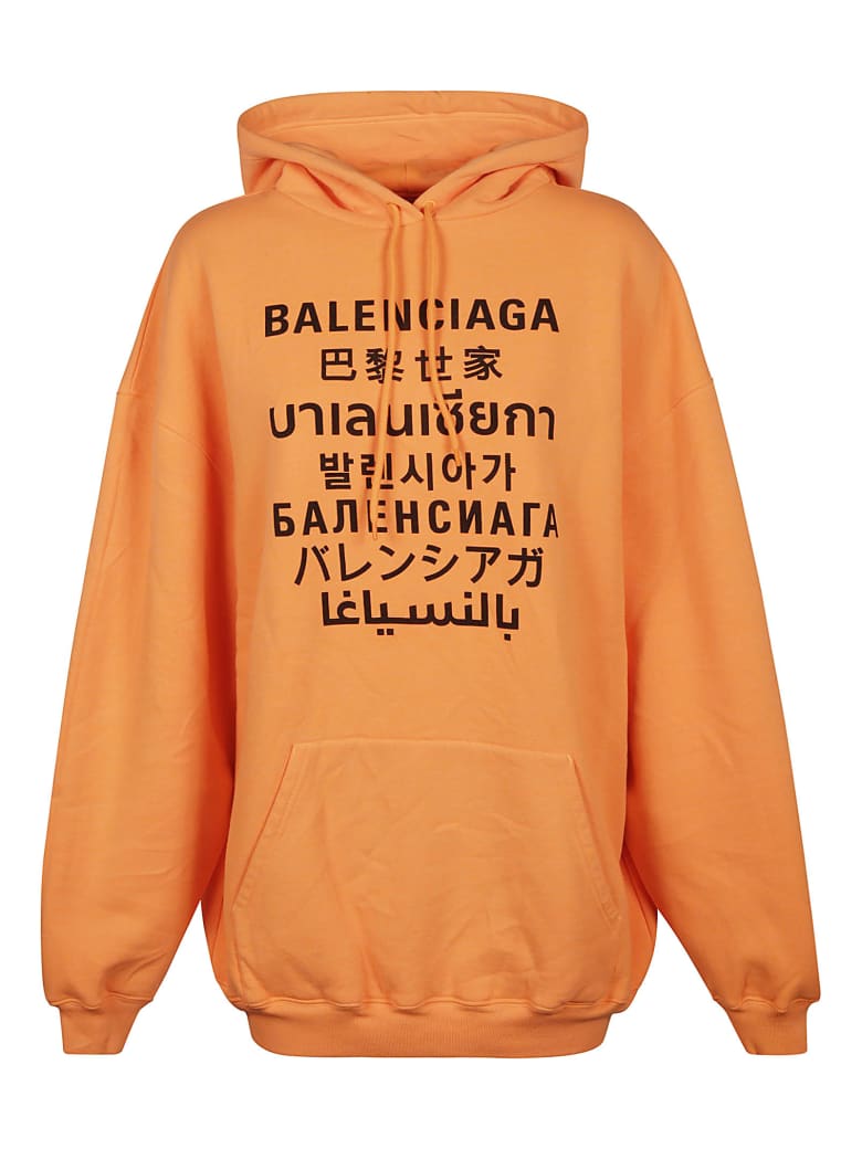 Balenciaga Oversize Printed Hoodie - Arancione