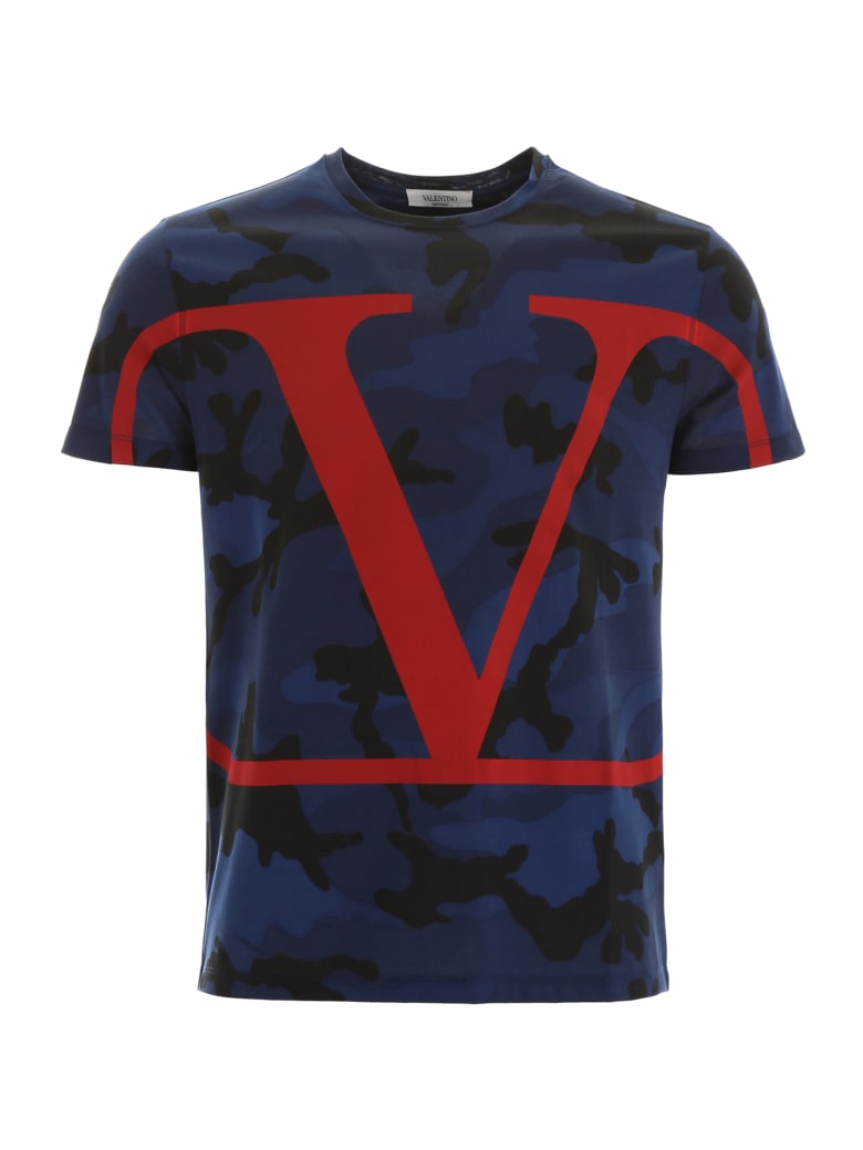 Valentino Valentino V Logo Camouflage T Shirt Camou Navy Rosso