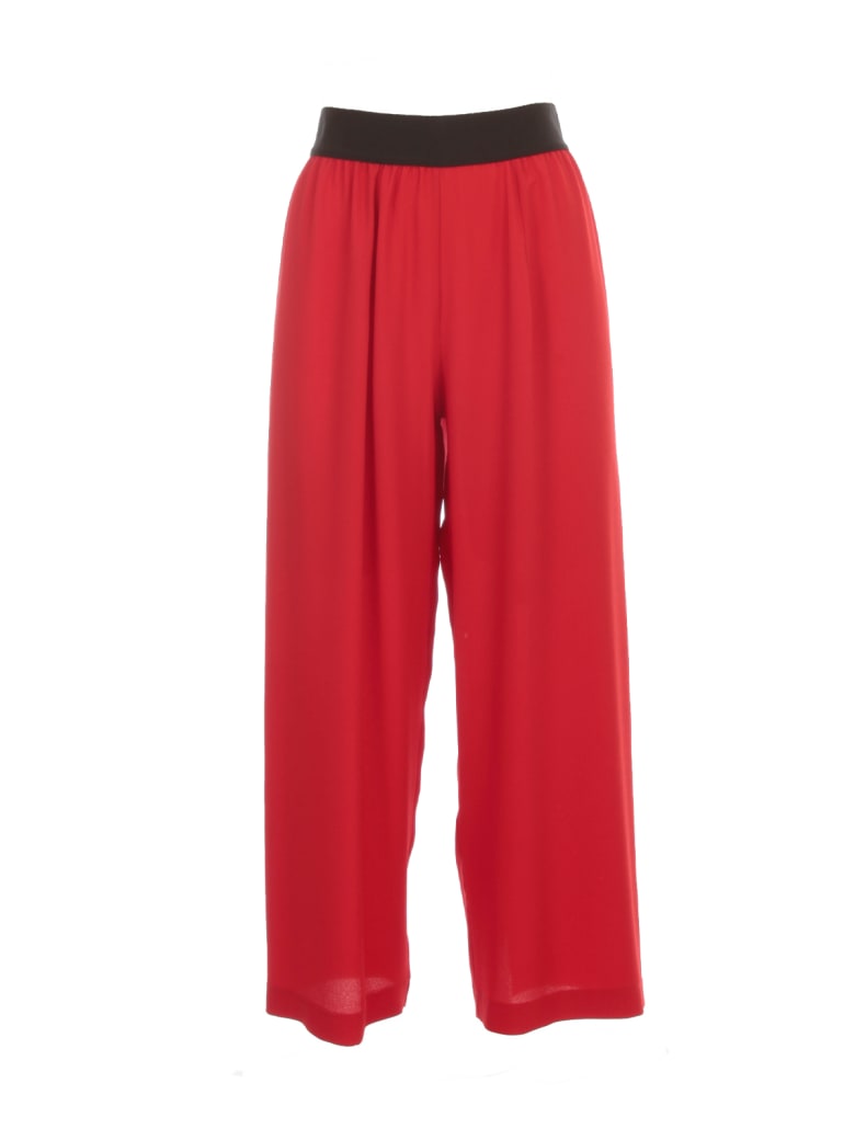 Maria Calderara Pants Wide Leg Crepe - Dark Red
