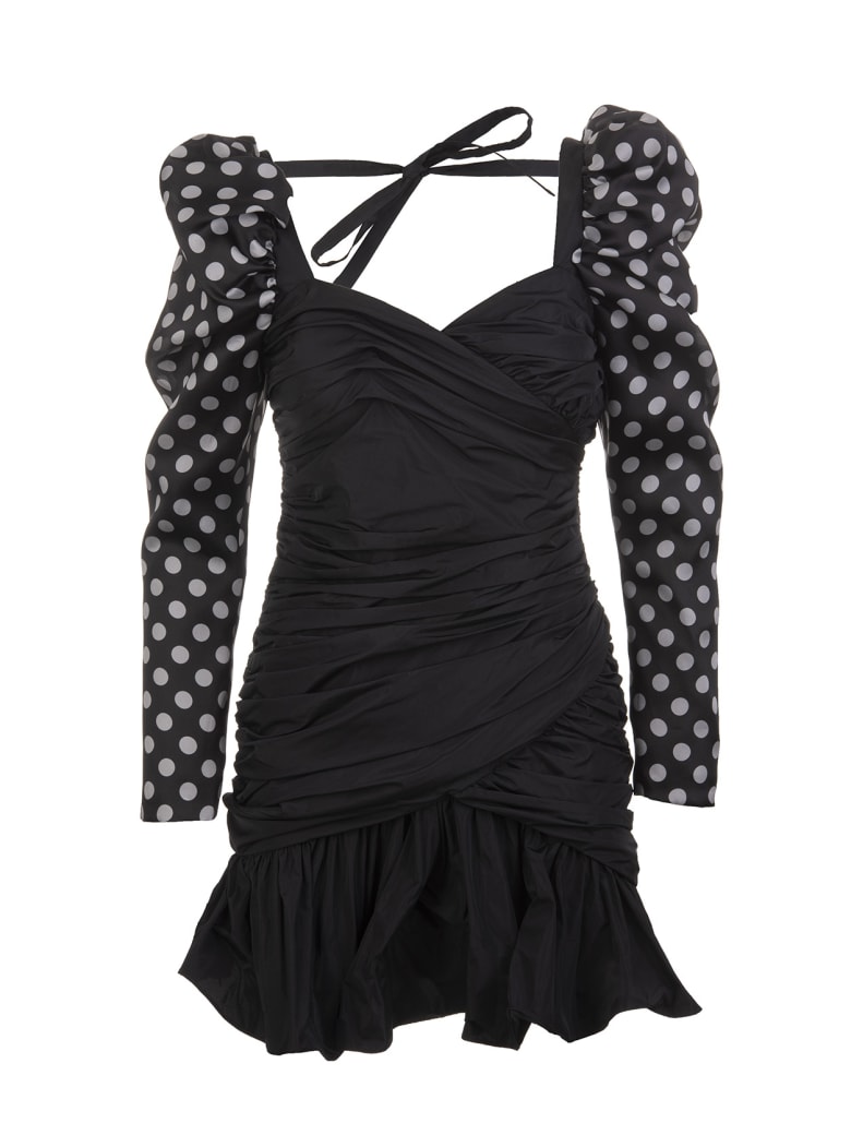 Giuseppe di Morabito Black Short Dress With Polka Dot Sleeves - Pois