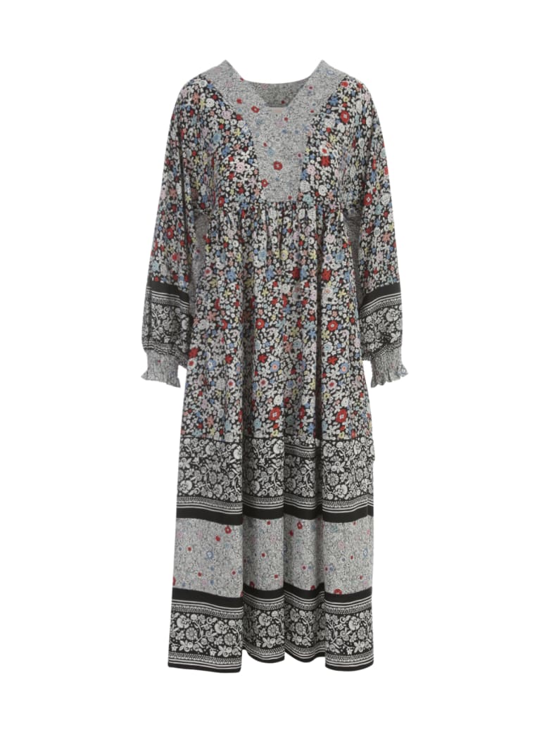 See by Chloé Fantasy V Neck L/s Long Dress - Multicolore