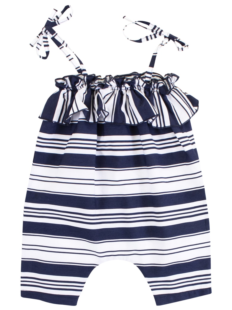 De Cavana Newborn Striped Romper - Bianco-blu