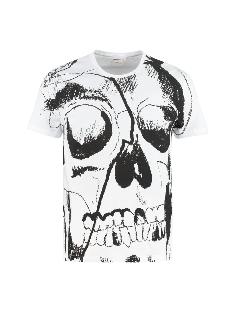 Alexander McQueen Printed Cotton T-shirt - White