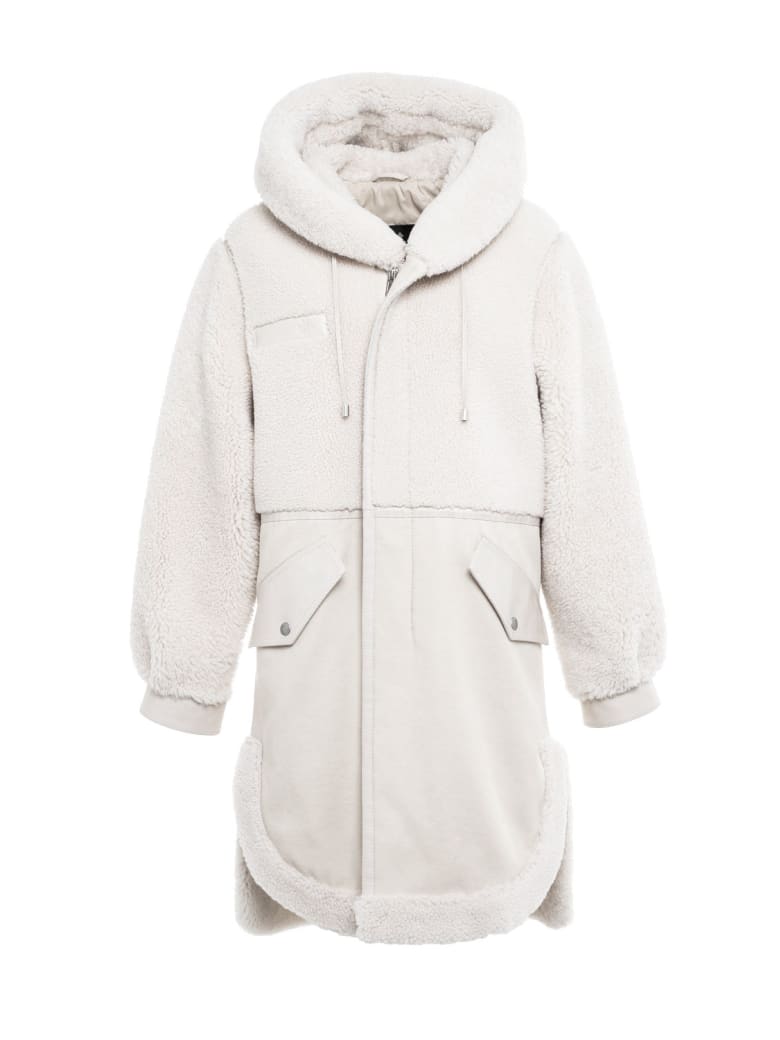 Mr & Mrs Italy Elizabeth Sulcer's Capsule Cotton Drill, Metal-free Shearling And Leather Parka For Woman - WHITE / SAIL WHITE