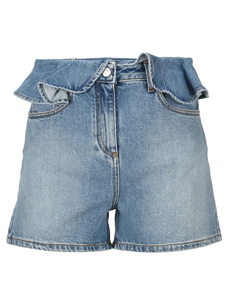 ruffle waist denim shorts