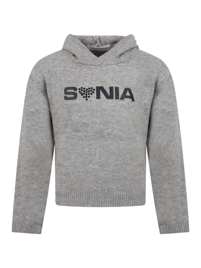 Sonia Rykiel Grey Swater For Girl With Logo - Grey