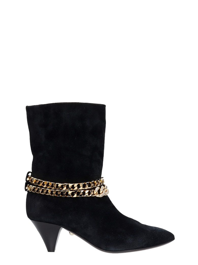 Alevì Futura 055 High Heels Ankle Boots In Black Suede - black