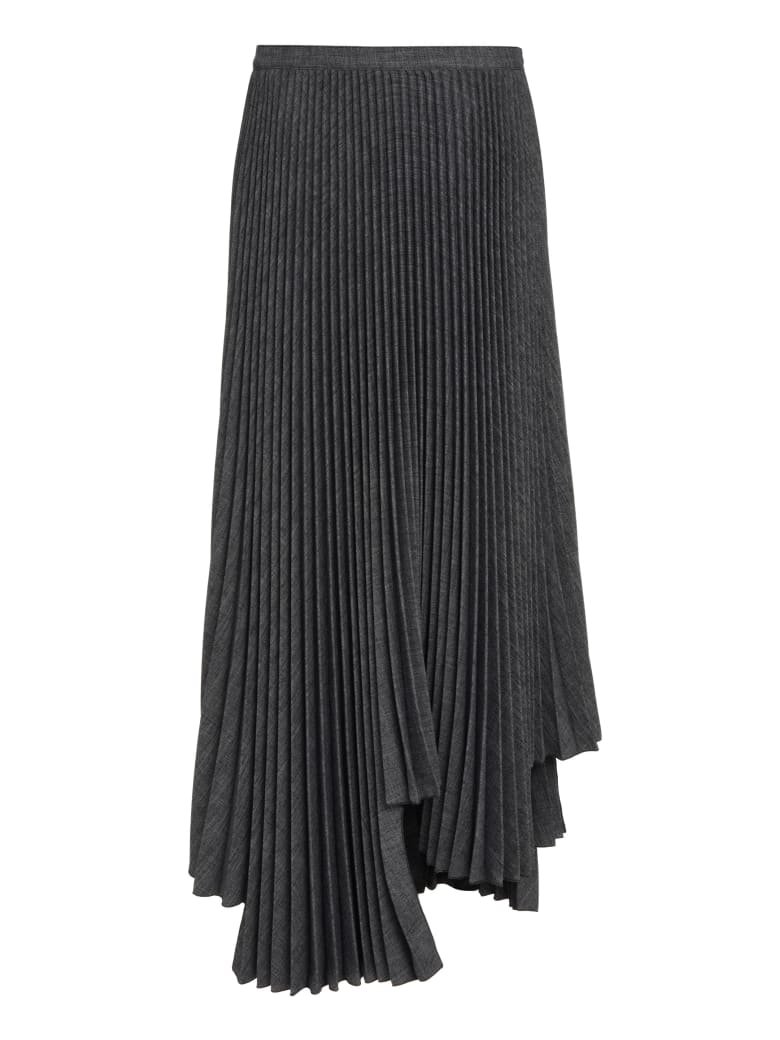 Plan C Pleated Asymmetrical Skirt - grey