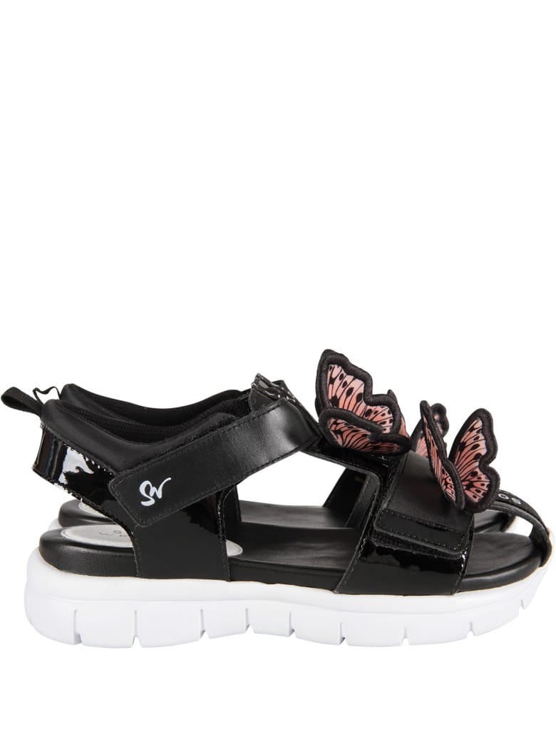 Sophia Webster Mini Black ''riva Wavy'' Sandals - Black