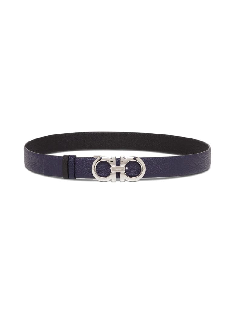 Salvatore Ferragamo Reversible Leather Gancini Belt - Black
