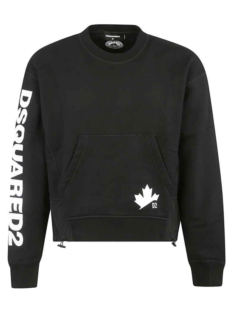 Dsquared2 Sleeve Logo Front Pocket Hoodie - Black