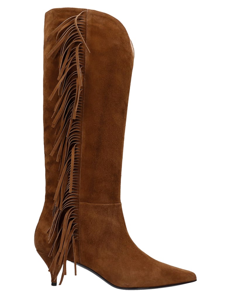 Alchimia Low Heels Boots In Leather Color Suede - leather color