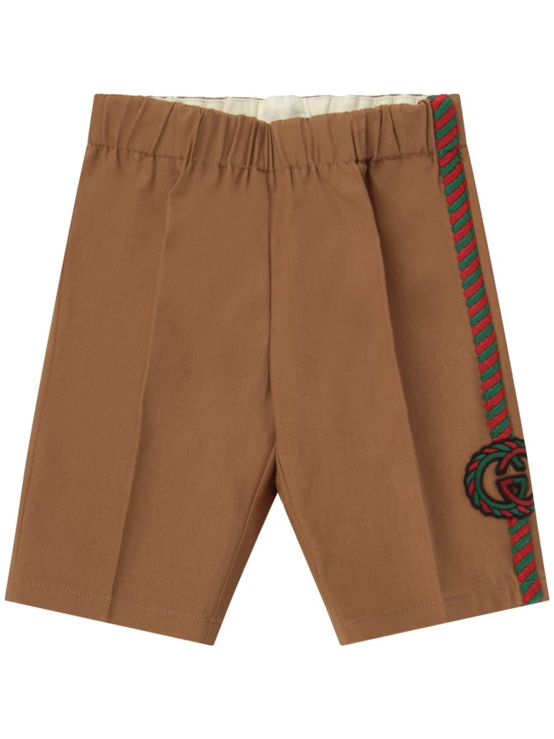 Gucci Beige Pants With Double Gg For Baby Boy - Beige