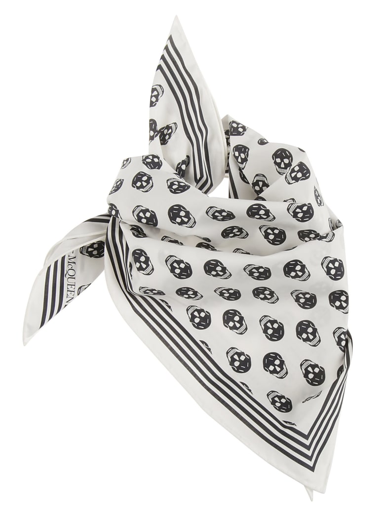 Alexander McQueen Skull Biker Scarf - WHITE/BLACK