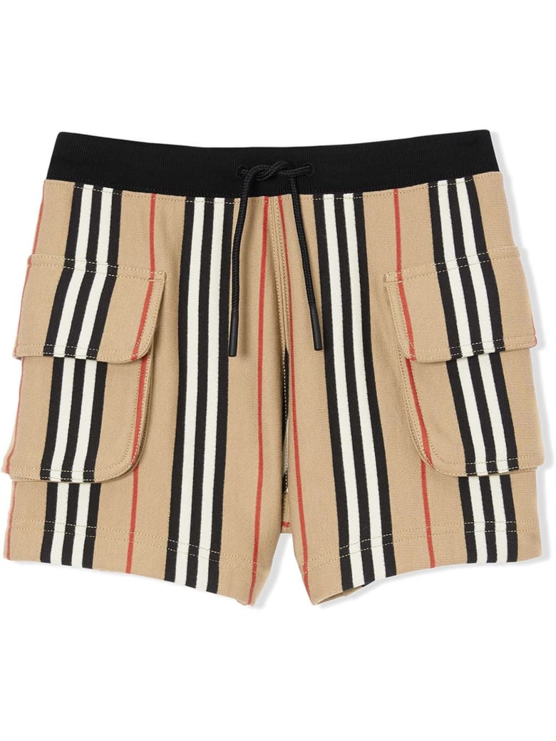Burberry Ecru Cotton Icon Stripe Shorts - Check