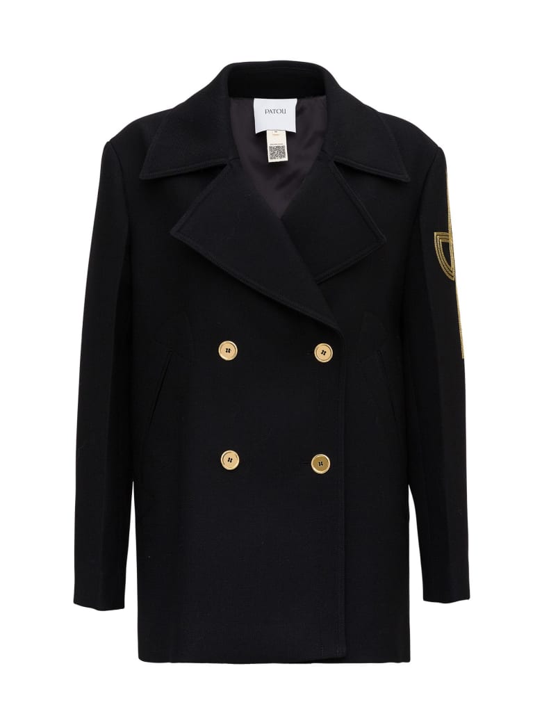 Patou Double Breasted Blazer With Side Inlay - Black