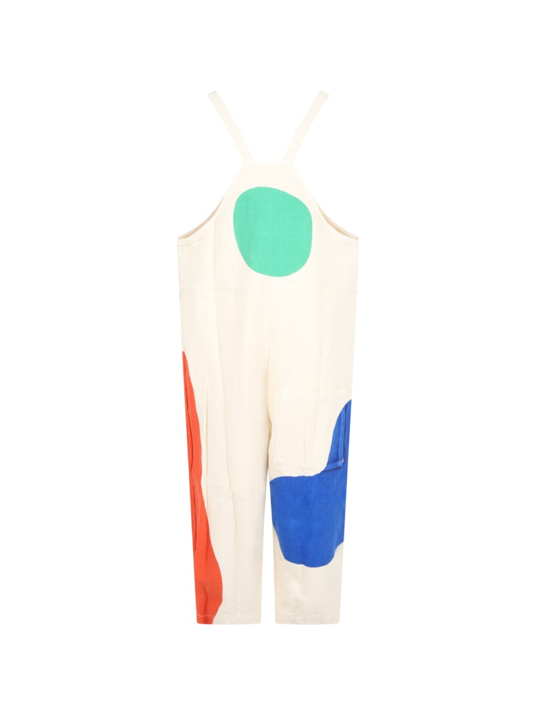Bobo Choses Ivory Overalls For Kids With Logo - Ivory