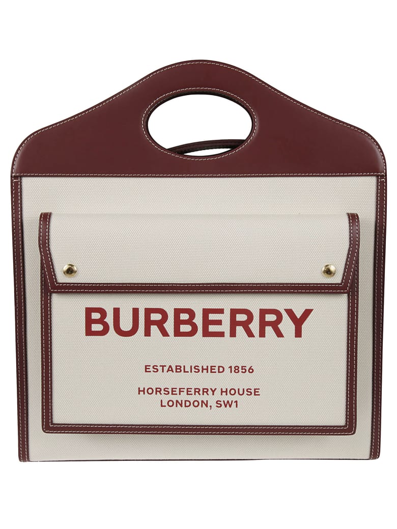 Burberry Medium Pocket Shoulder Bag - Natural/Garnet/Geranium