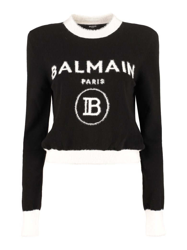 Balmain Logo Crew-neck Pullover - black