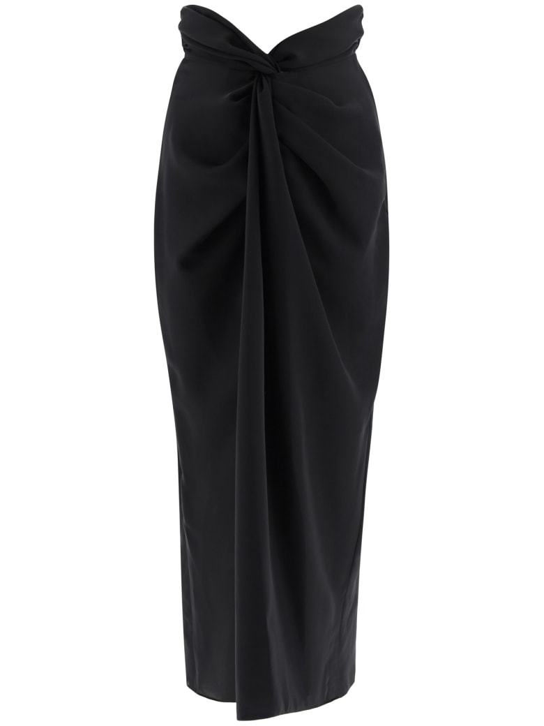 A.W.A.K.E. Mode Draped Skirt With Knots - BLACK (Black)