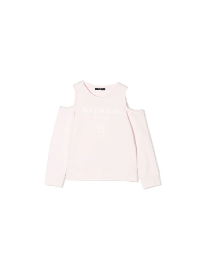 Balmain Sweatshirt With Bare Shoulders - Pink