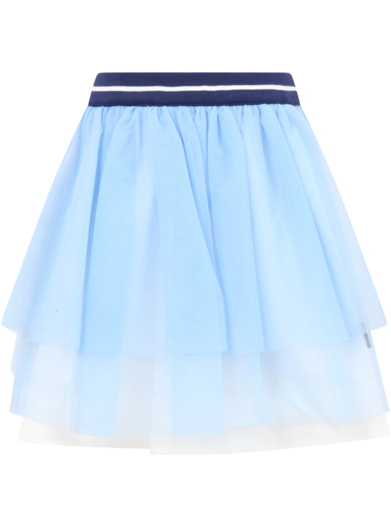 Simonetta Light Blue Skirt For Girl - Light Blue